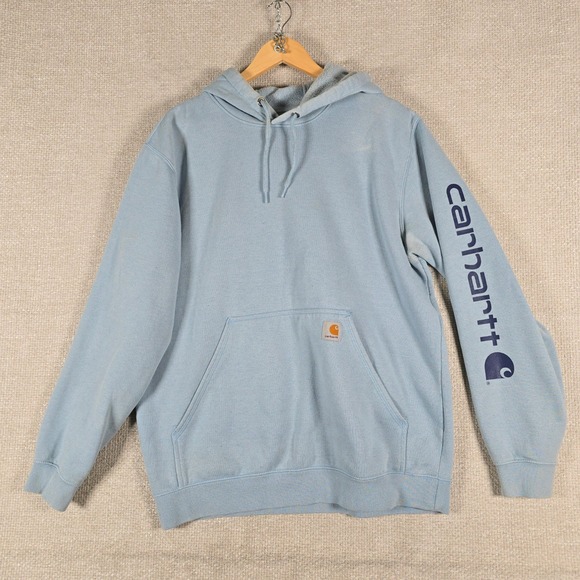 Carhartt Other - Carhartt Mens Loose Fit‎ Hoodie Light Blue Sleeve Logo K288 H74 Large